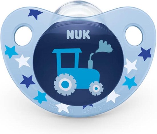 NUK 10736094 Fopspeen - Trend Line Boy - 18-36 maanden, 2 stuks - Fopspeen zonder ring