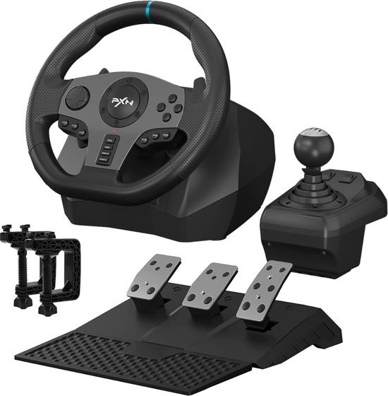 PXN - V9 - Race Stuur - Met Pedalen en Shifter - 270/900°- Game Stuur - Geschikt voor - PS4 - Xbox One - PC - Xbox Series X|S - PS3 - Met App