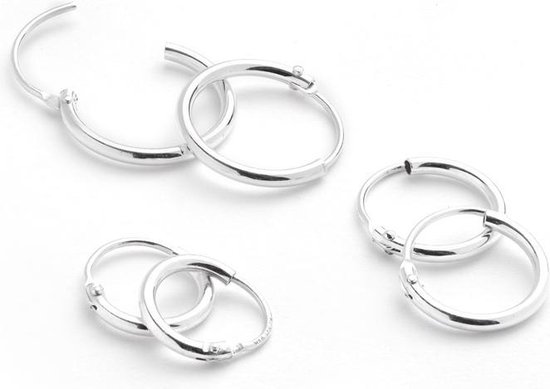 The Jewerly Collection - Set van 3 oorringen - 925 Zilver