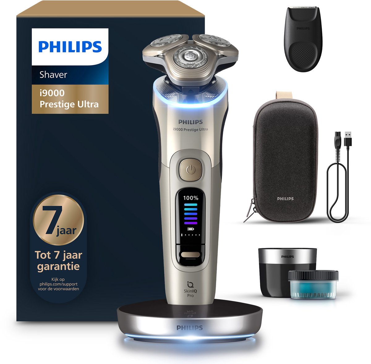 Philips Shaver i9000 Prestige Ultra Elektrisch Scheerapparaat- Met Quick Clean Pod & Precisietrimmer Elektrisch apparaat, Microfoon