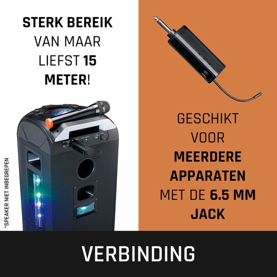 Lenco - MCW-011BK - Draadloze Microfoon met 6,3 mm ontvanger