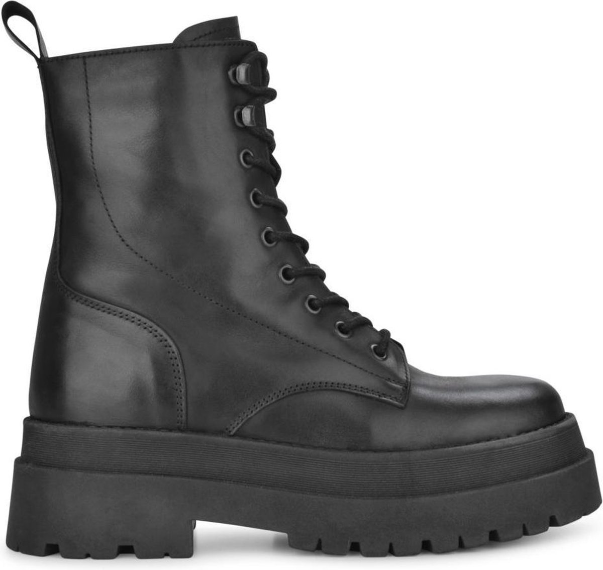 black, boots, lace-up, chunky-soled, ankle-high