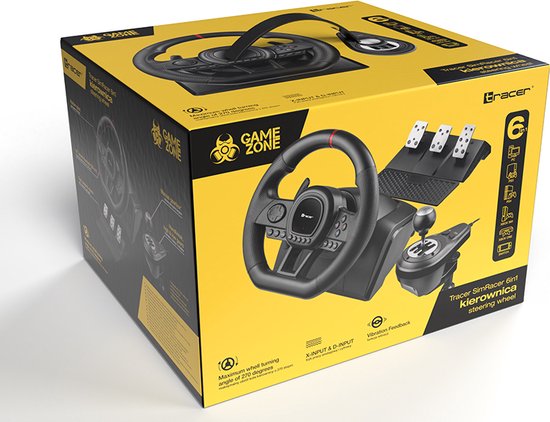 Tracer Gaming Stuurwiel - 6 in 1 Stuur - Pedalen en Versnellingspook - PC/PS4/PS3/Xbox One/Switch