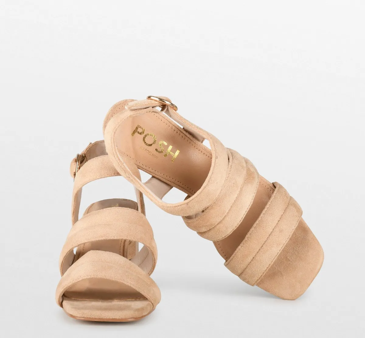 POSH by Poelman BO Dames Sandalen met hak - Beige - Maat 38