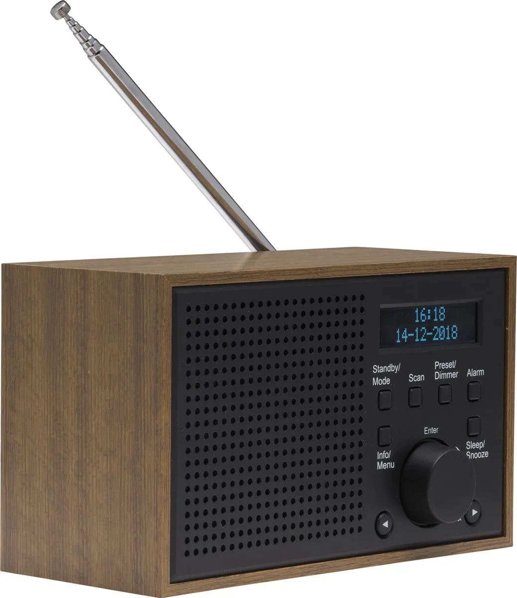 Denver DAB-46 / Retro FM radio / DAB + / LCD Display / Alarmfunctie / Donker Grijs