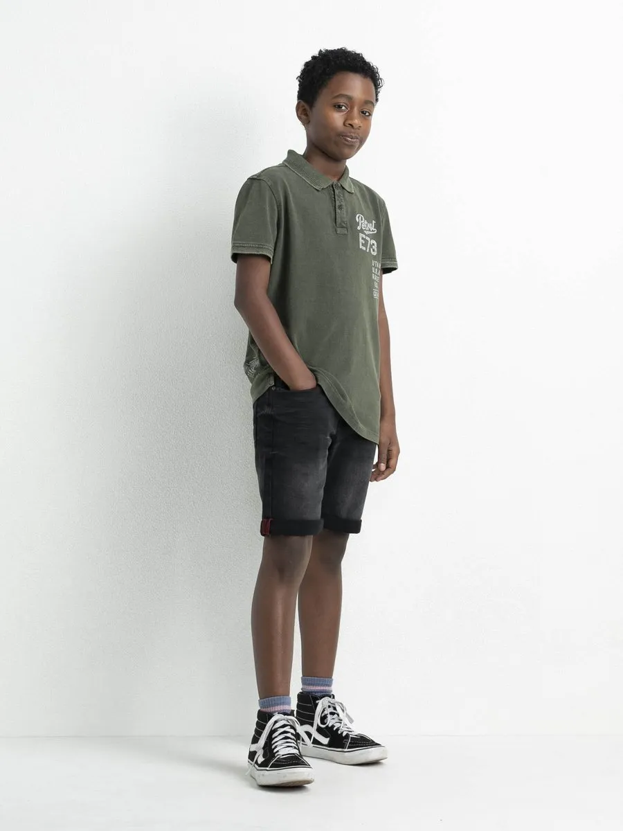 Petrol Industries -maat 170- Jongens Bullseye denim short - Zwart