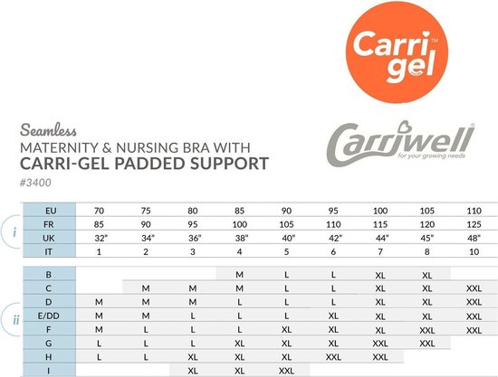 Carriwell - Maat L - Meegroe & Voedingsbh - Padded Carri-gelbeugel - Support+ -- Zwart