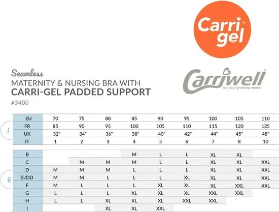 Carriwell - Maat L - Meegroe & Voedingsbh - Padded Carri-gelbeugel - Support+ -- Zwart