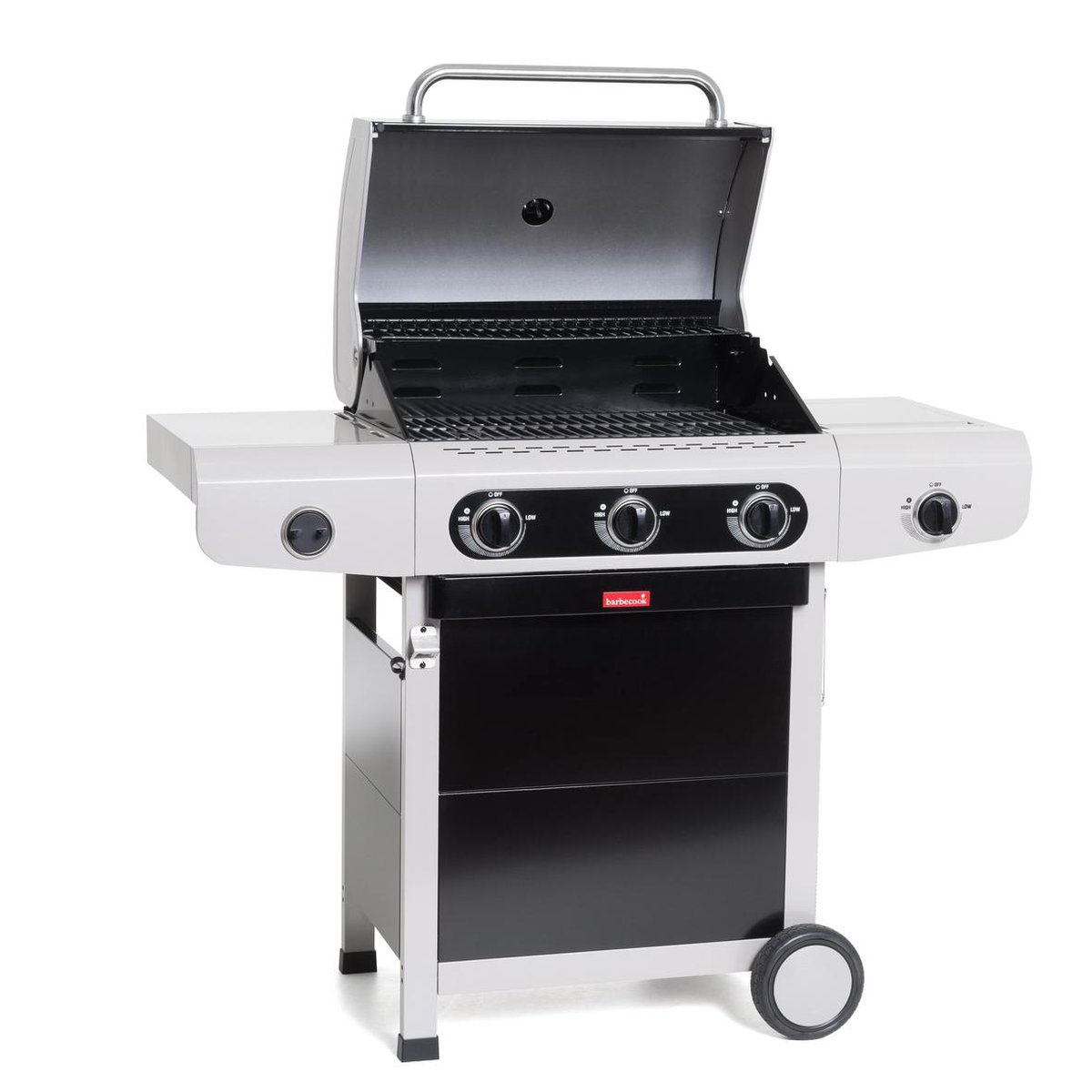 DGMoutlet-nl-Barbecook-Siesta-310-Black-Edition-Gas-BBQ-barbecue-3-Branders-Met-zijbrander-1-vaste-zijtafel Barbecook Siesta 310 Black Edition - Gas BBQ barbecue - 3 Branders - Met zijbrander - 1 vaste zijtaf