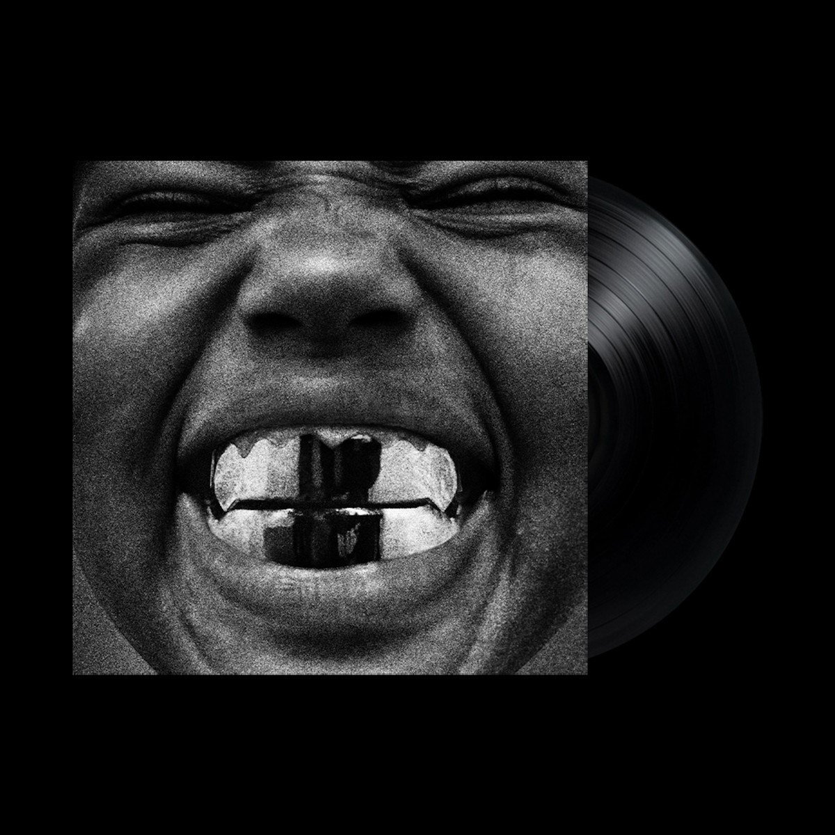 plaat, grim, goudketting, grillige tanden, vinylplaat