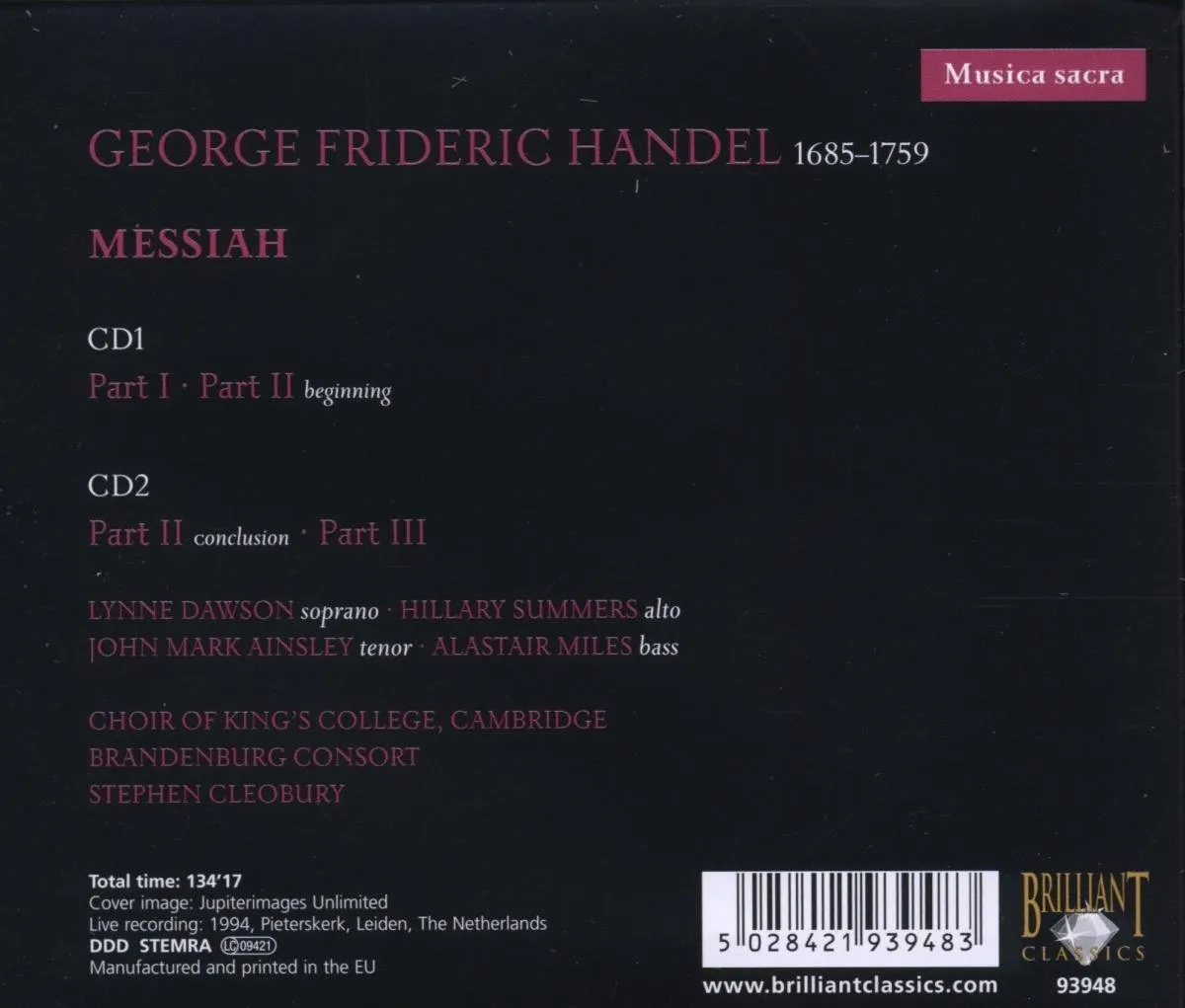 Lynne Dawson - Handel -Messiah (CD)