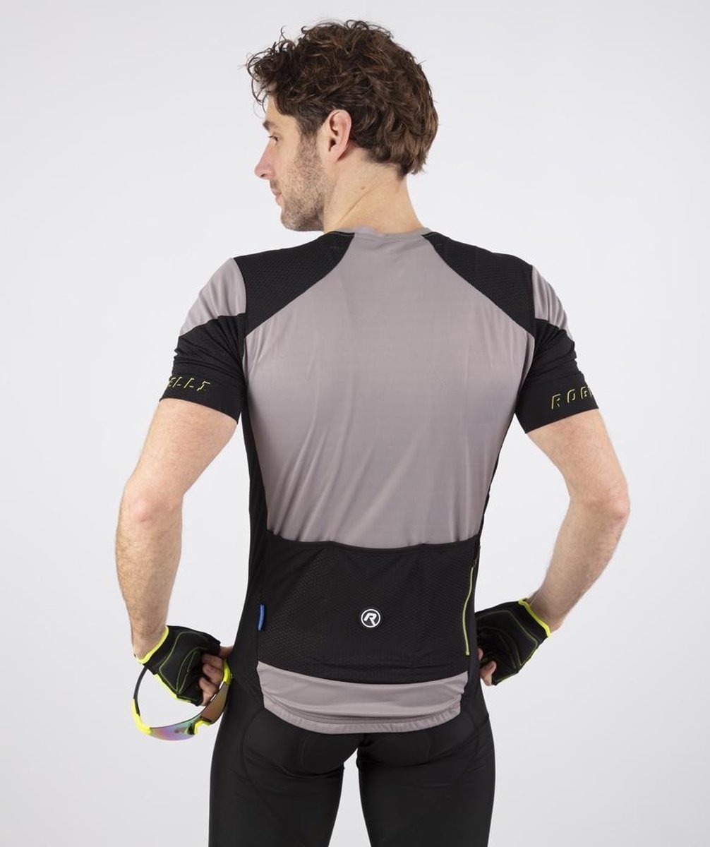 Rogelli Wielershirt KM Rise Grijs/Zwart/Fluor Maat S