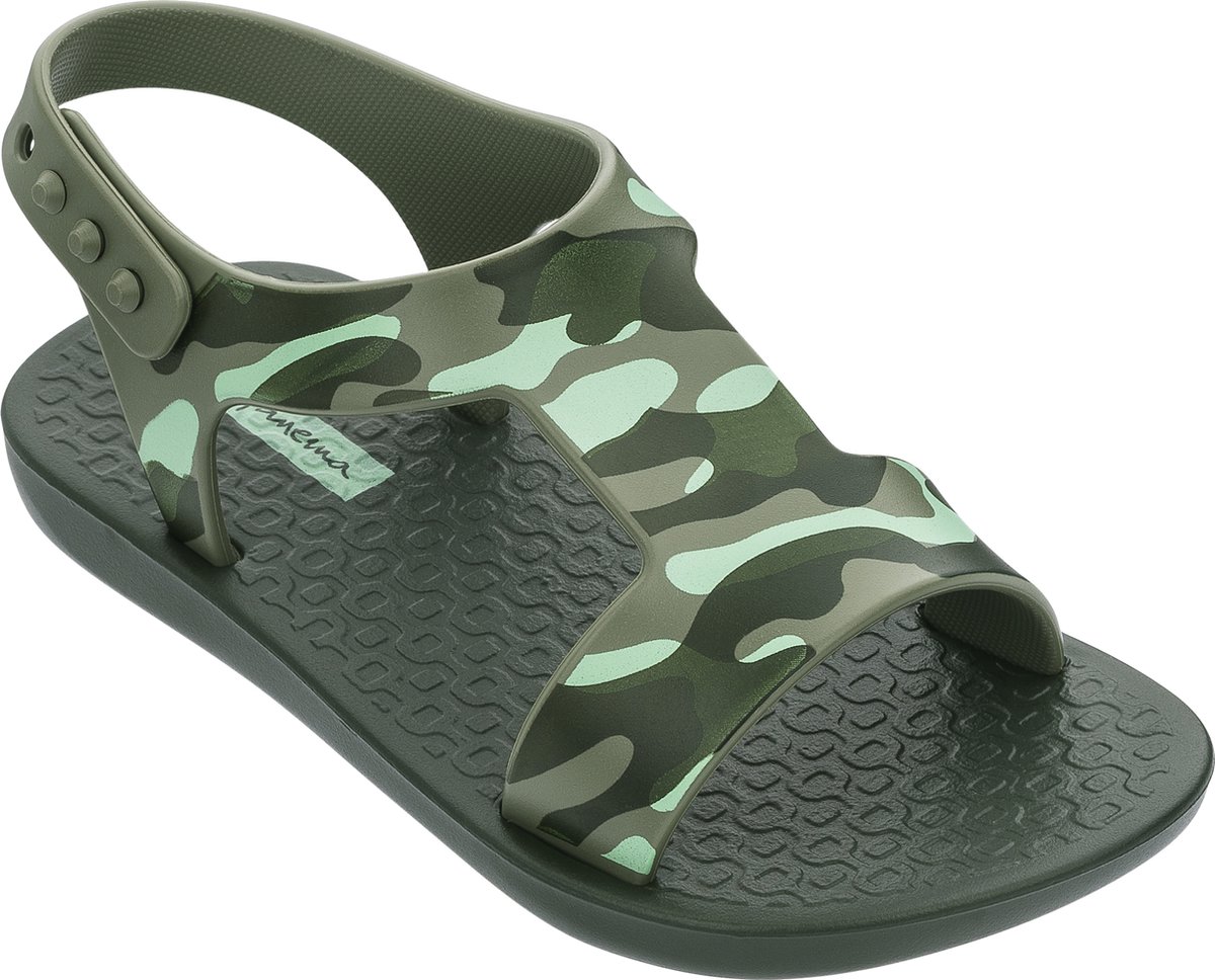 sandaal, camouflage, slip-on, ruggevrij, voetbed