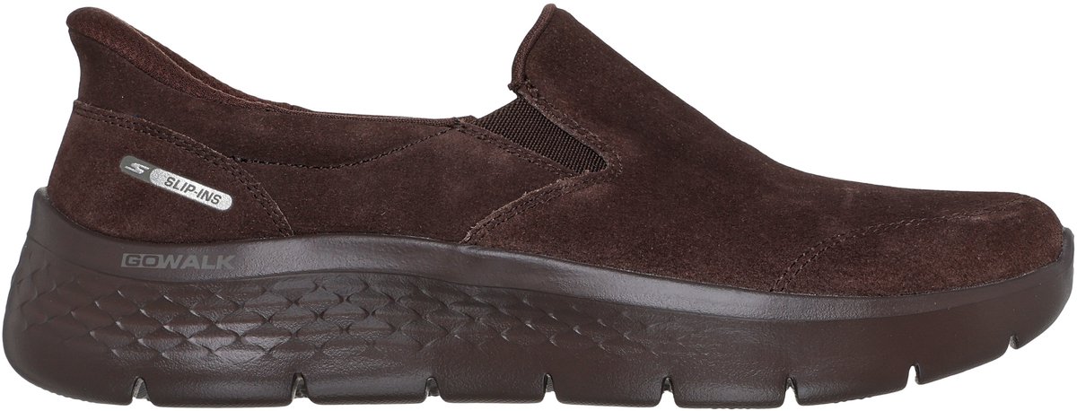 slipper, slip-on, bruin, suede, go walk, memory foam, casual schoen, slip-on sneaker, damesschoenen
