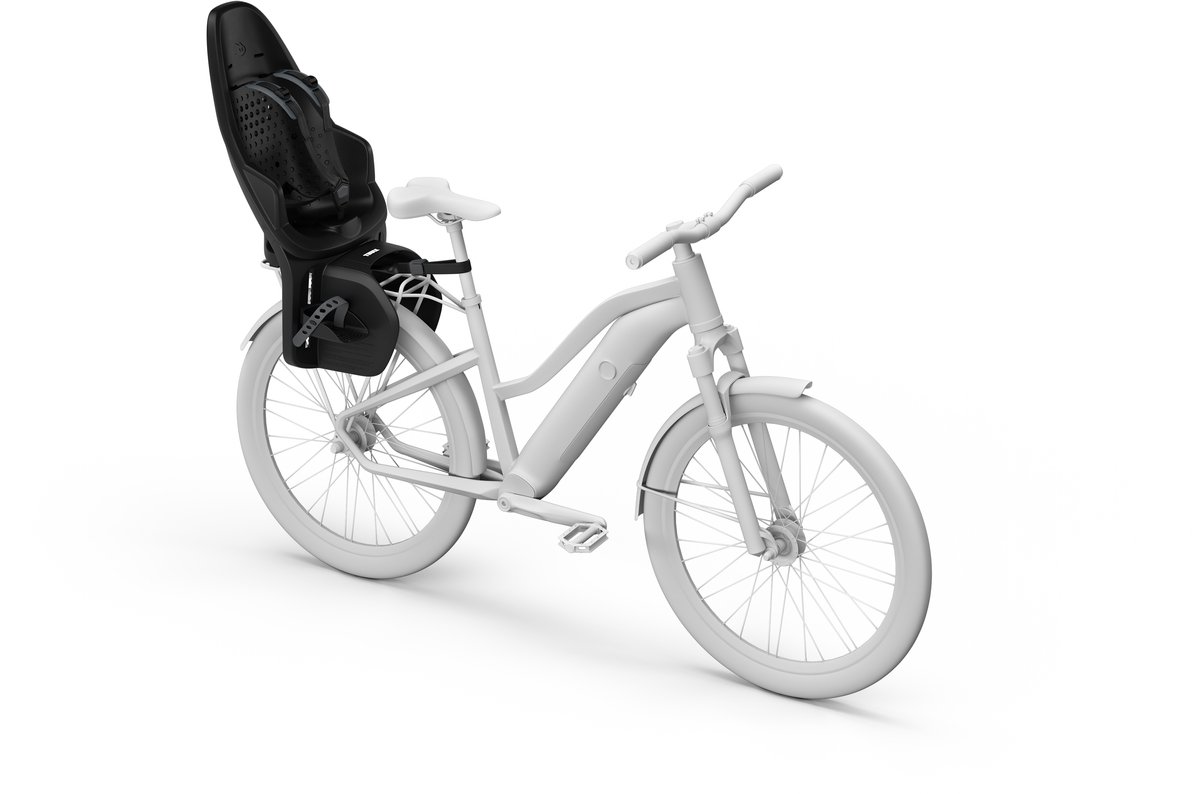 fiets, elektrische fiets, kinderzitje, zwarte stoel, frameniet
