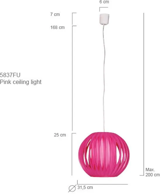 Koopjeshoek  Steinhauer Kids - Hanglamp - Fuchsia - Spaarlamp - Lampion