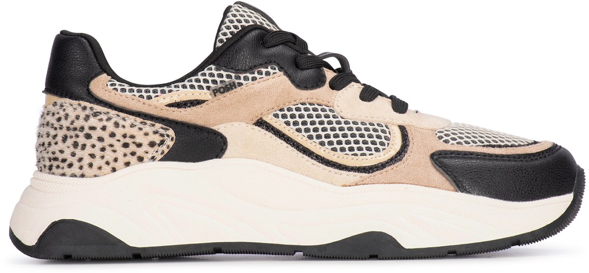 sneaker, hiellekorf, mesh, bicolor, chunky sole