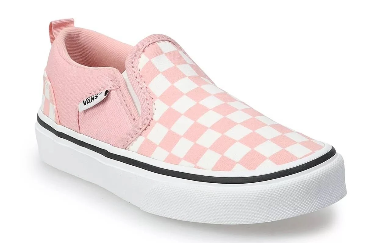 slip-on, roze, parketpatroon, canvas, sneaker