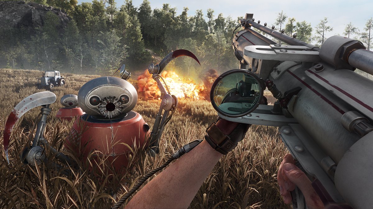 robot, drone, battle, explosion, gunner