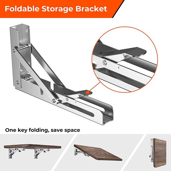 Opklapbare Plankbeugels Roestvrijstaal - 8 inch - 2 stuks