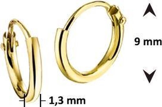 The Jewelry Collection - Oorringen Ronde Buis - Goud - 9 mm