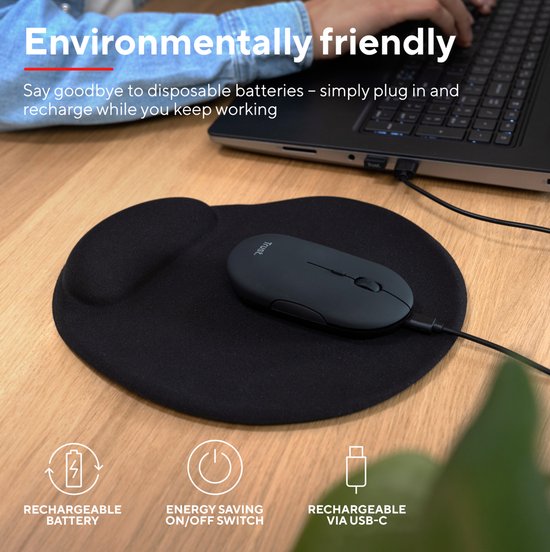 Trust Puck - Muis - Ultra dun - Oplaadbaar - Draadloos – Zwart