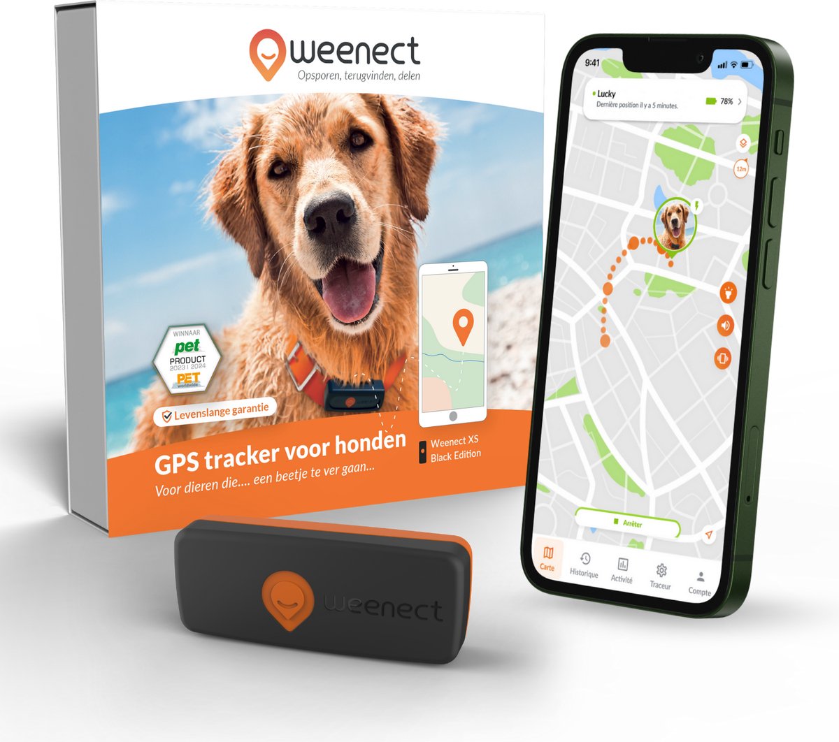 GPS, honden, tracker, weConnect, dongel?