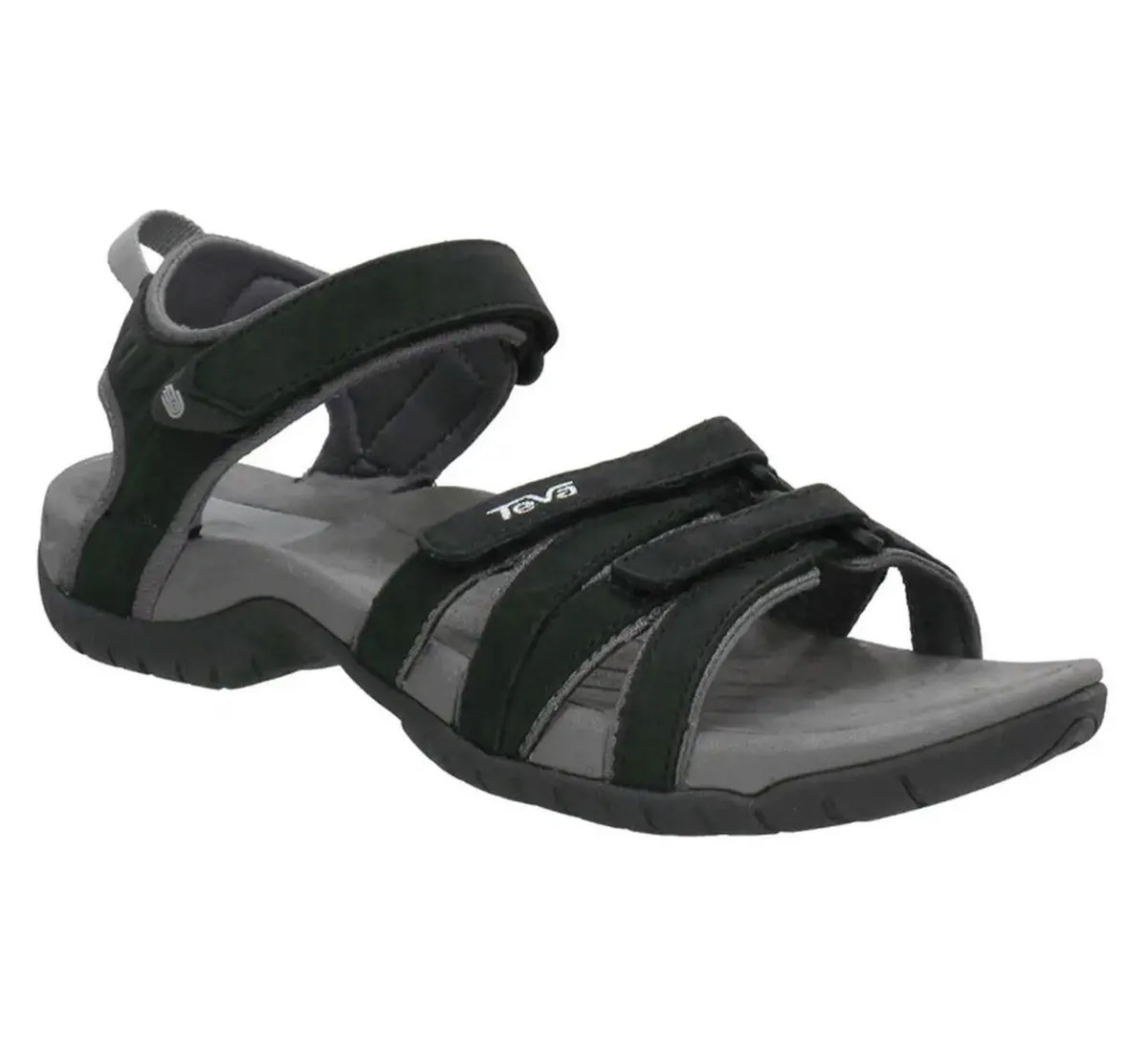 Teva - Maat 40 - TIRRA Leren - Dames Sandalen - Zwart/Grijs