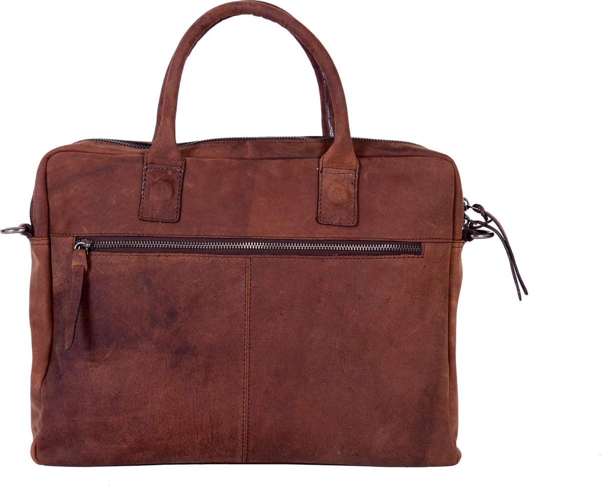 DSTRCT Wall Street Leren Laptoptas - 15,4 inch - Bruin