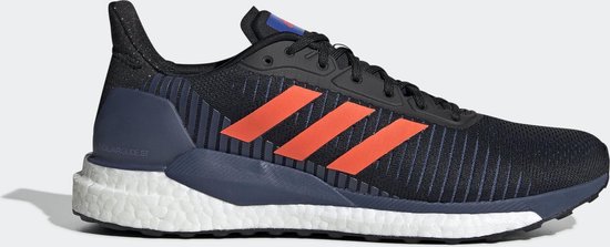 hardloopschoenen, sportschoenen, neonoranje accenten, brede zool, mesh bovenwerk
