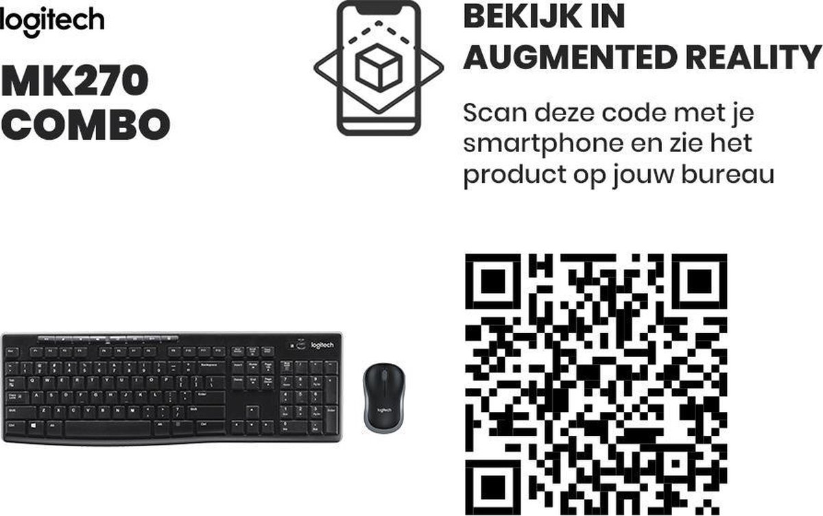 Logitech MK270 - Draadloos Toetsenbord en Muis - Qwerty