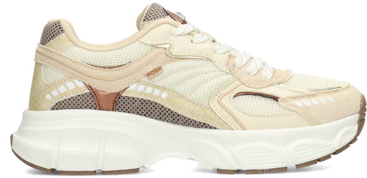 POSH by Poelman - maat 39 - LISE Dames Sneakers - Beige met combinatie