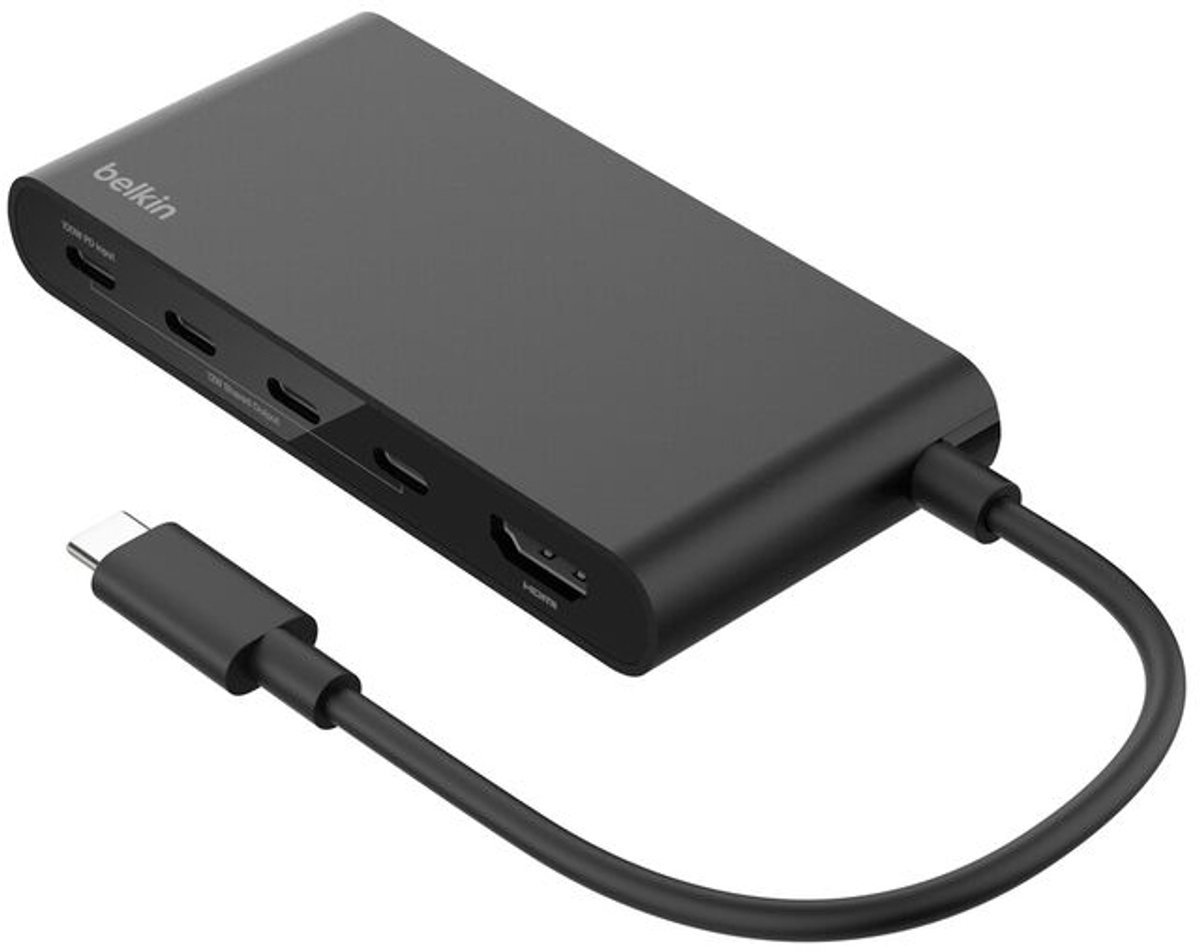 USB-C-hub, veel-poorts, oplaadstation, grijs, belkin
