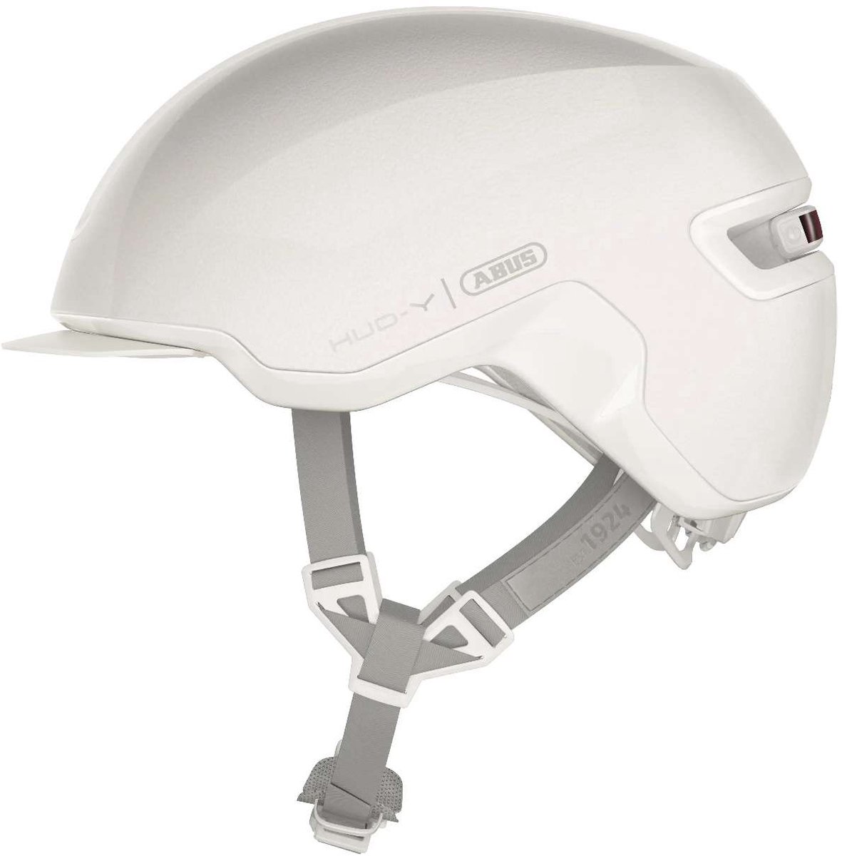 skihelm, witte helm, verstelbare band, hardshell, ABUS merklogo