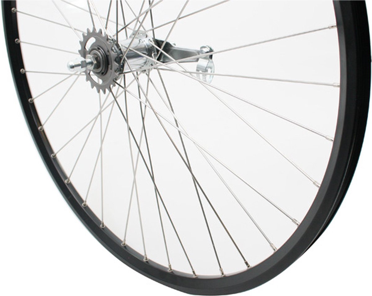 fietswiel, achterwiel, naaf, spaken, band