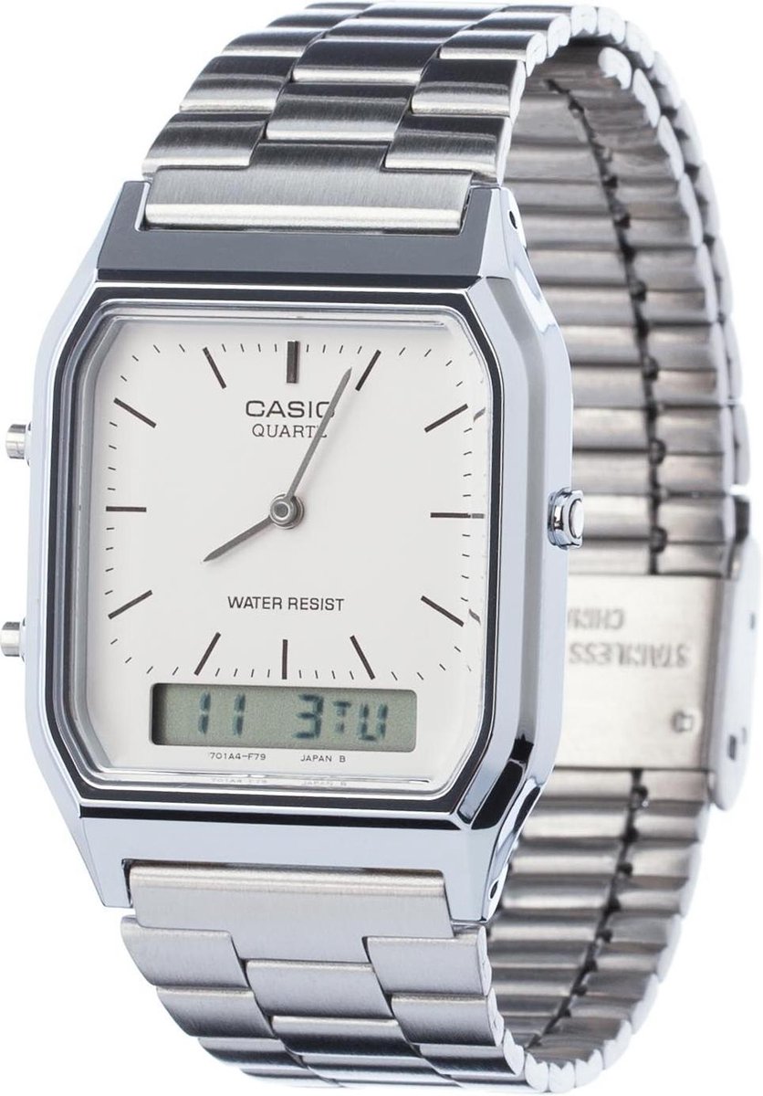 Casio Vintage AQ-230A-7DMQYES Unisex Horloge 28 mm - Zilverkleurig