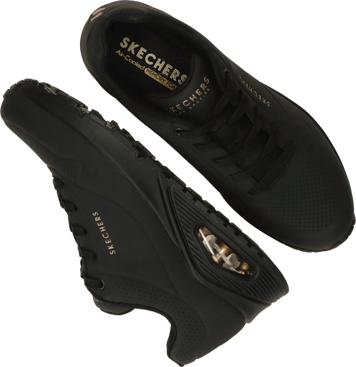 Skechers - maat 38 - Uno Dames Sneakers - Zwart