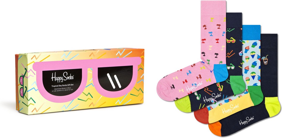 Happy Socks  Maat: 36 - 40 Tropical Day Socks Gift Set (4-pack) - kleurige tropische voetenpret - Unisex