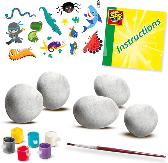 paas decor, grijs stenen, paint sets, potloden, instructions pakket