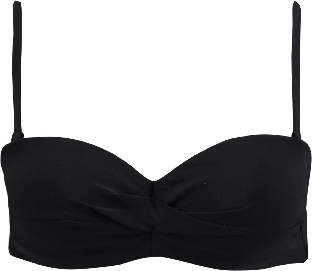 bh, black, bikini top, strapless, twist front