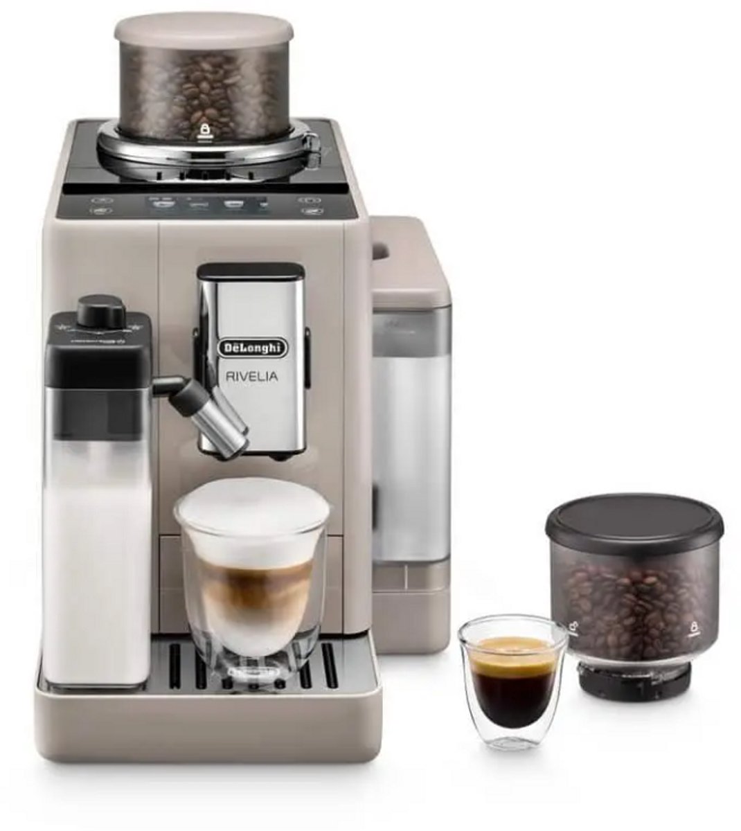 De'Longhi Rivelia - volautomatische espressomachine met LatteCrema Hot melkopschuimer en Bean Switch System - Beige - EXAM440.55.BG
