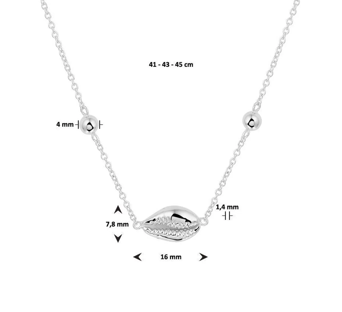 The Jewelry Collection Ketting Schelp 1,4 mm 41 - 43 - 45 cm - Zilver