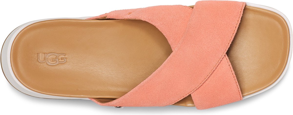 sandalen, slippers, sandalen met band, suede, peach