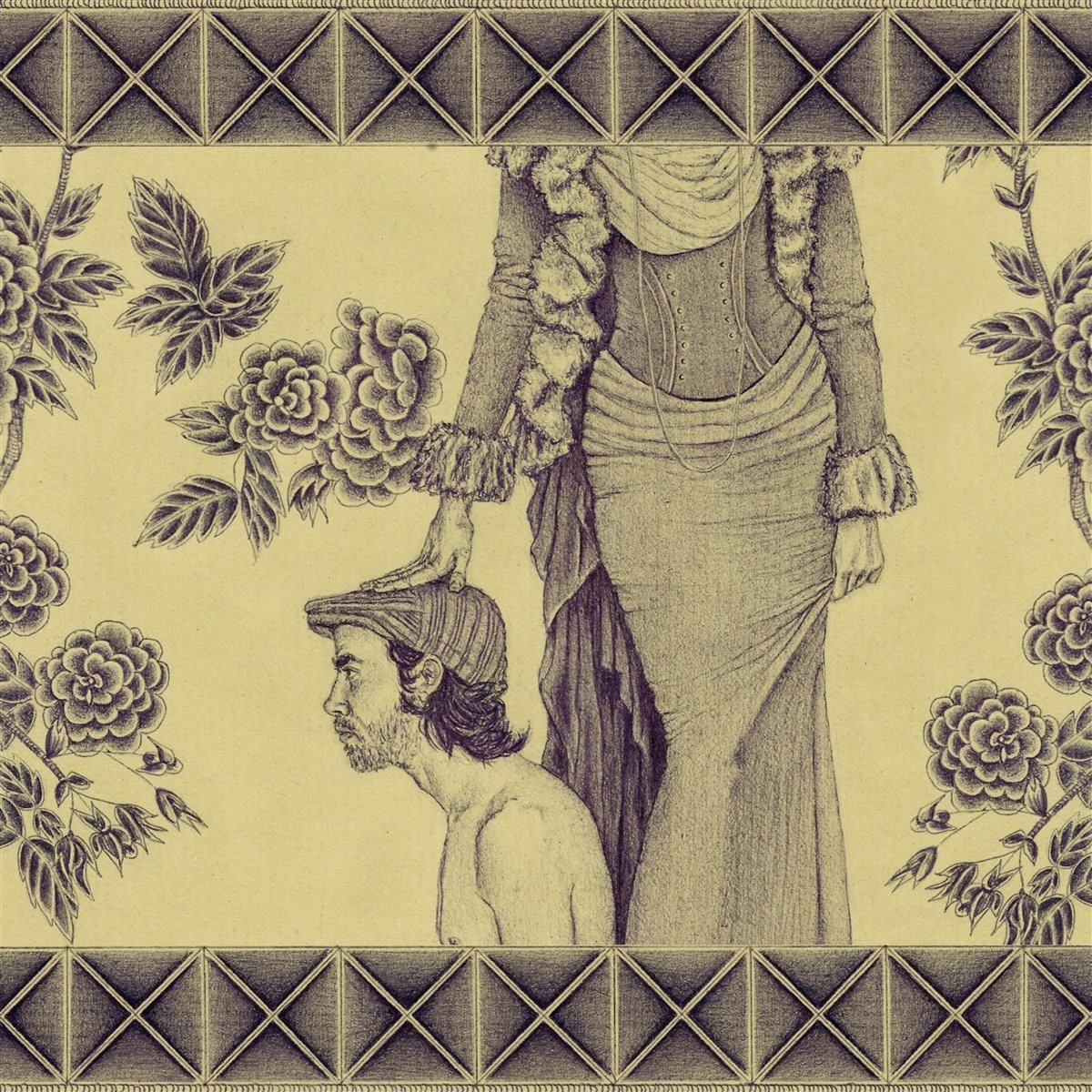 tablou, gravure, vrouwelijk kledingstuk, bloemen, cilinder