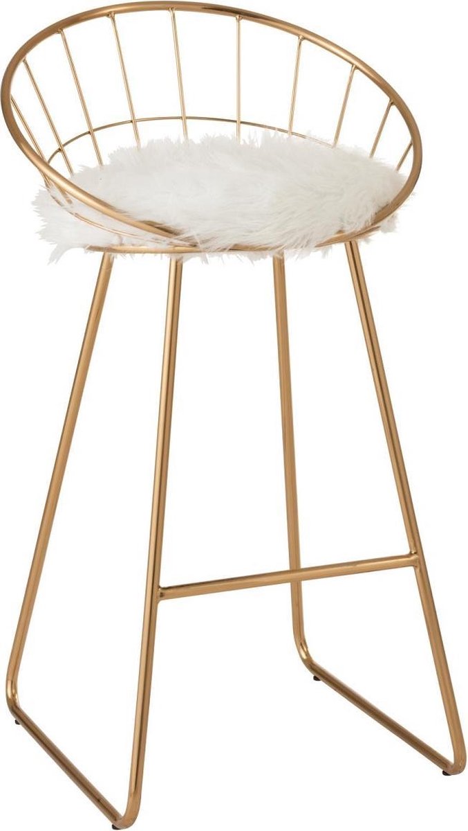 J-Line Barkrukken Wire in Goud - Barstoel inclusief kussen