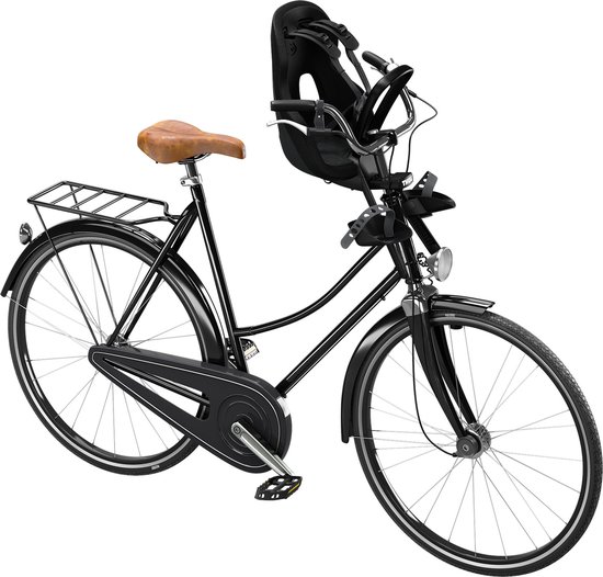 fiets, fiets met kinderzitje, damesfiets, groot achterdrager, zwarte fiets