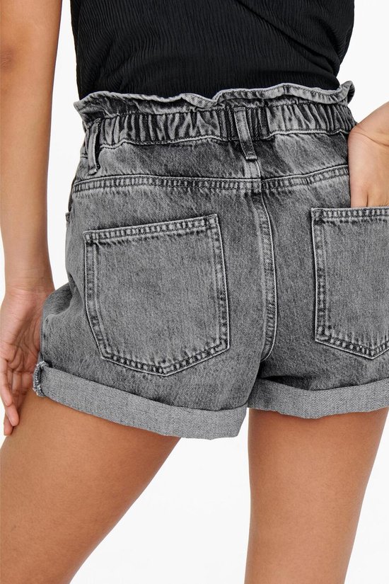 Only - Maat XL - Broek Onlcuba Life Paperbag Dnm Shorts No 15200196 Grey Denim Dames