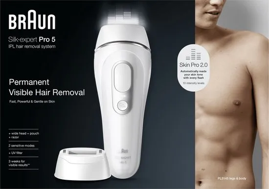 Braun IPL Ontharingsapparaat Silk-expert Pro 5 - ontharing voor thuis - Etui - Gillette-scheersystee