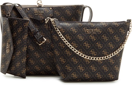 Guess Eco Brenton Bucket Dames Crossbody - Brown