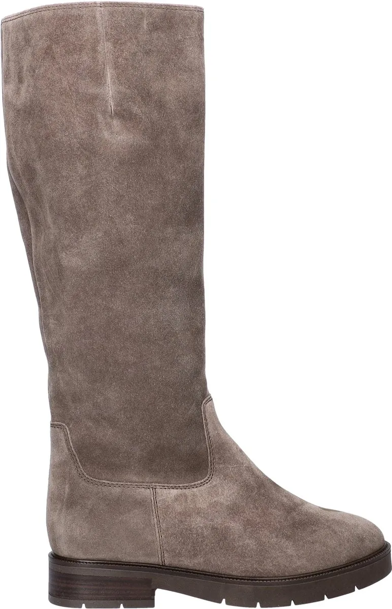 kniehoge, laars, suède, taupe, boots